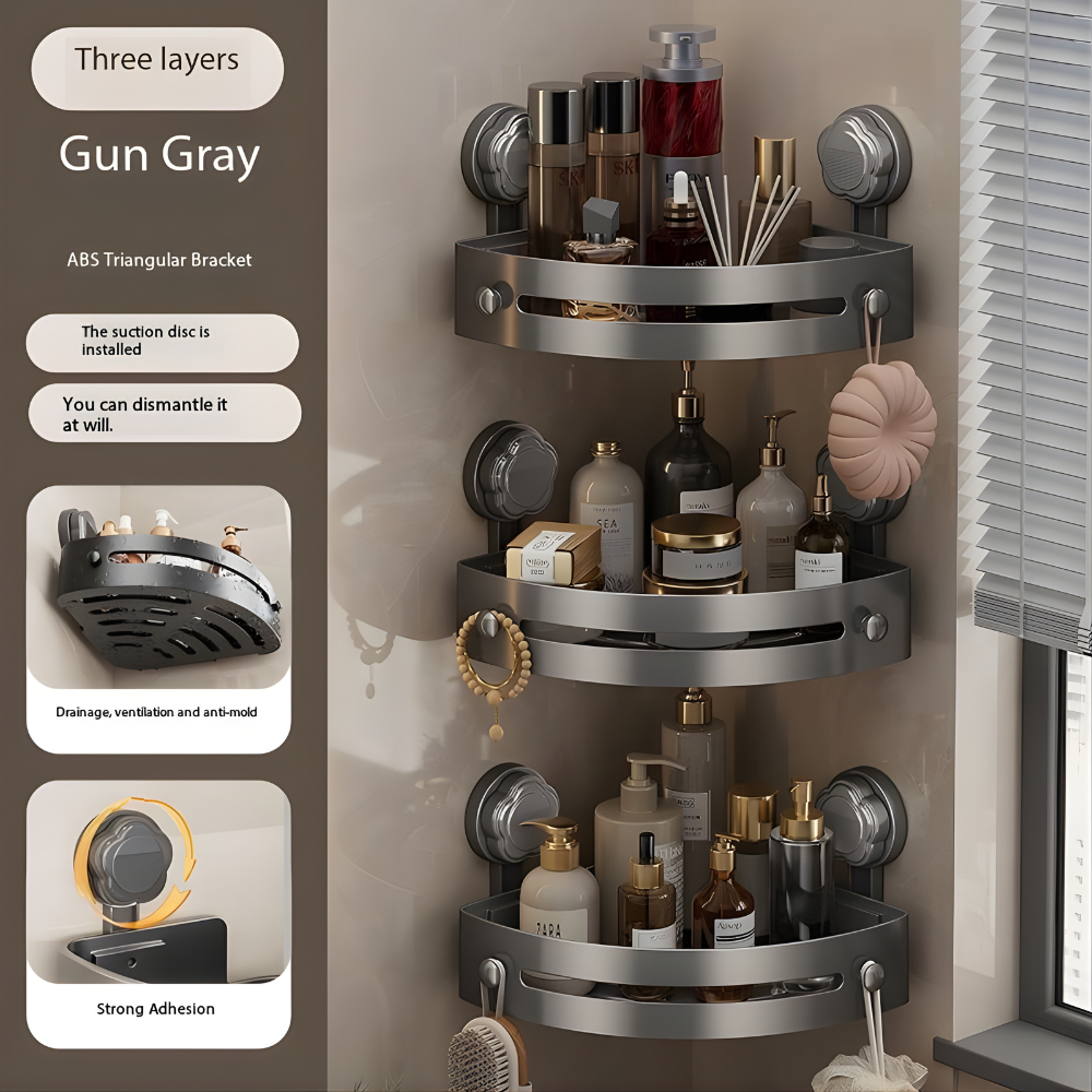 No-Drill Bathroom Corner Shelves