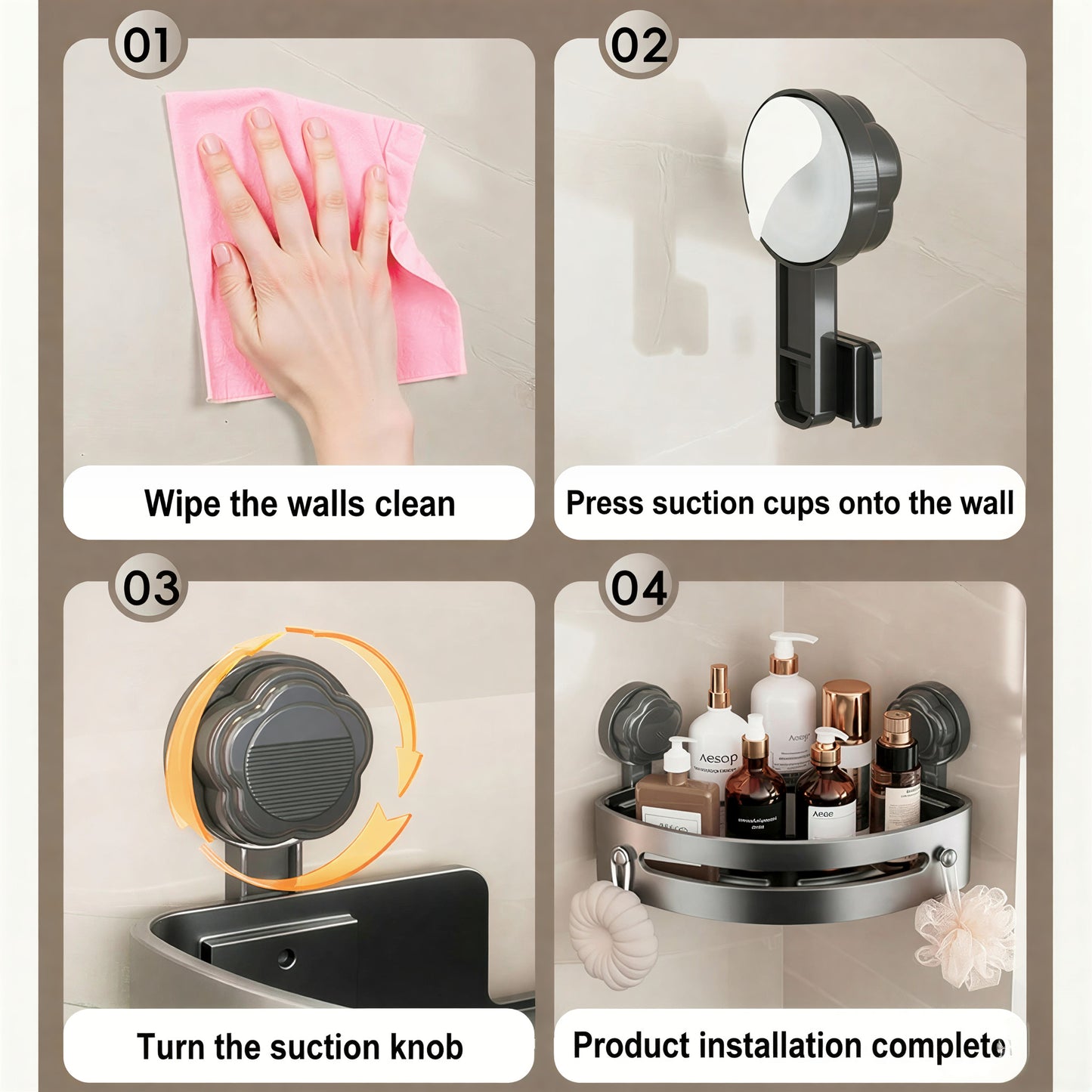 No-Drill Bathroom Corner Shelves